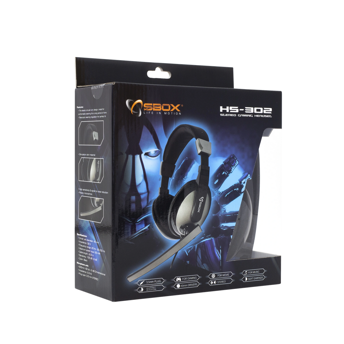 SBOX STEREO HEADSET WITH MIC BLACK