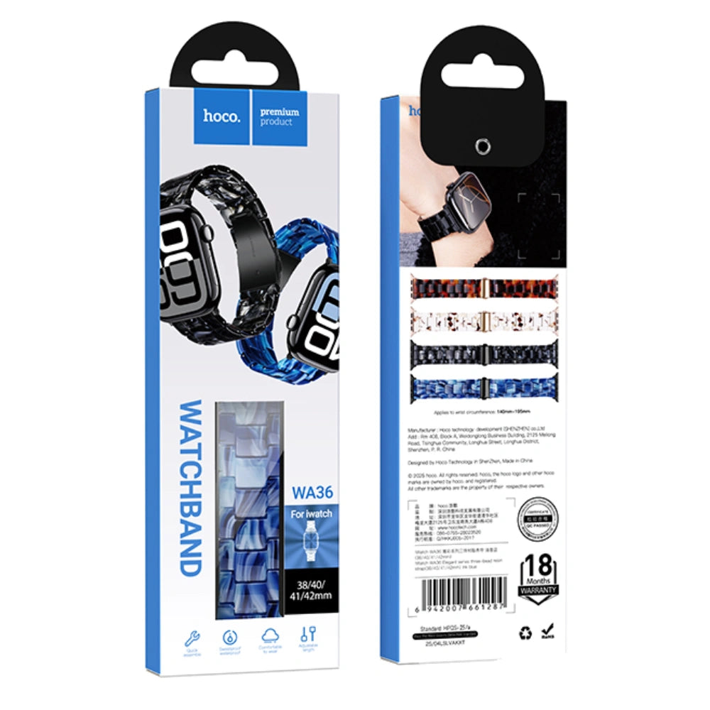 Watchband Hoco WA36 Elegant Series 38/40/41/42mm Πλαστικό Μπρασελέ Strap για Apple Watch series 1/2/3/4/5/6/7/8/9/SE/SE2 Μπλε