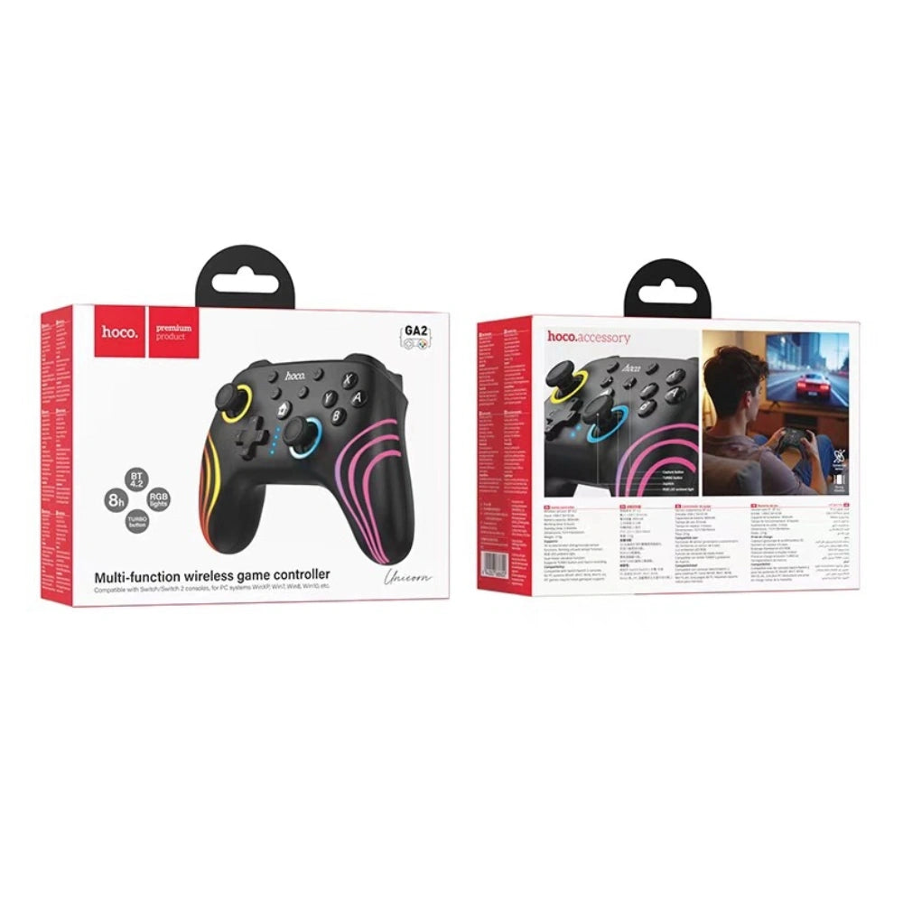 Gamepad Hoco GA2 Unicorn RGB 800mAh BT v4.2 8h Χρήσης και Dual Motor Δόνηση Συμβατό με Nintendo Switch και PC