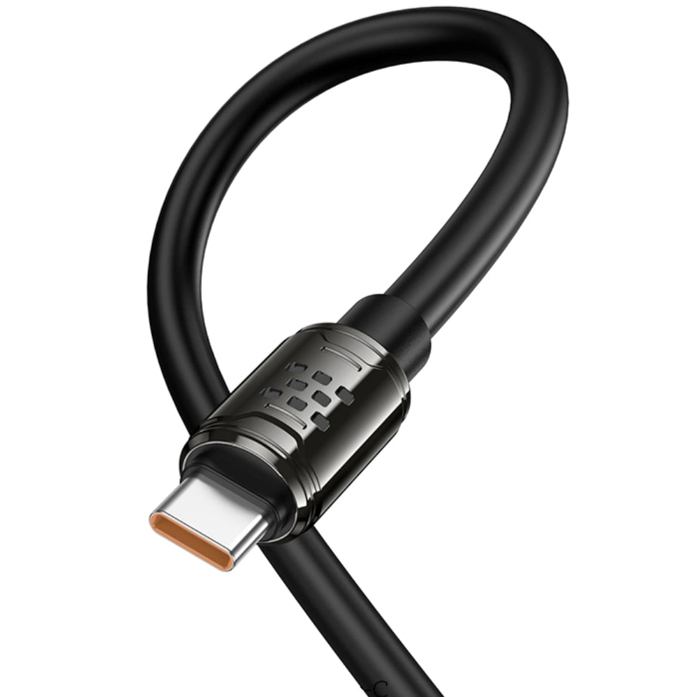 Καλώδιο Hoco U143 Joy USB-A σε USB-C Fast Charging 5A με Zinc Alloy Κονέκτορες RGB Φωτισμό και Ενισχυμένο PVC Anti-bend Καλώδιο Μαύρο 1.2m