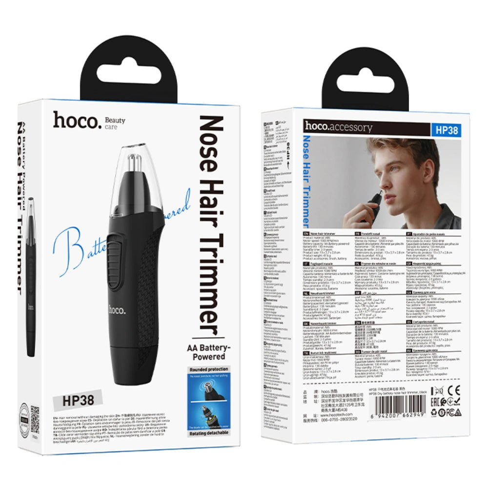 Trimmer Hoco HP38 για Μύτη με Λεπίδες απο Ανοξείδωτο Ατσάλι 9300 Rpm Μαύρο
