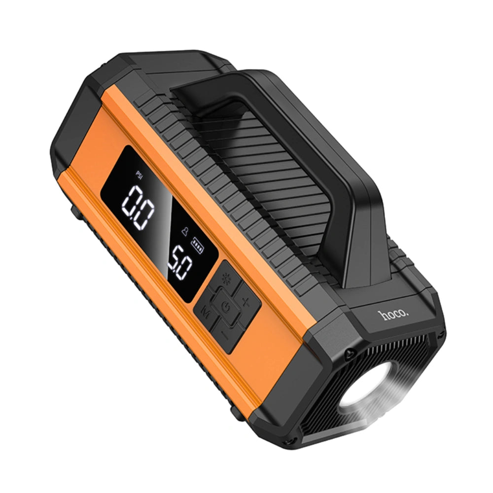 Hoco QS4 Smart Air Pump 3.8 bar Πίεση Αέρα με 5 Τρόπους Λειτουργίας και Εκκινητής Μπαταρίας 10000mAh 38.5Wh με Led Ένδειξη και Φακό Μαύρο