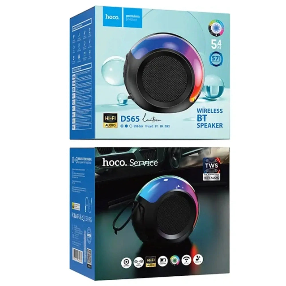 Φορητό Ηχείο Wireless Hoco. DS65 v5.4 1500mAh 10W με FM TF Card AUX και Φωτισμό Μαύρο