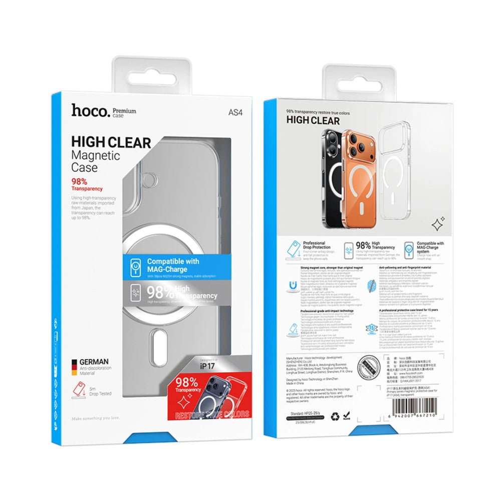 Θήκη Hoco Premium Primary Magsafe για Apple iPhone 17 Διάφανη 98%