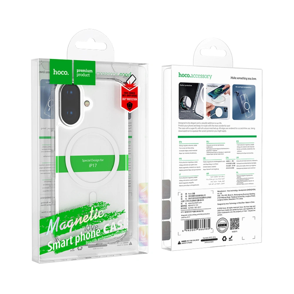 Θήκη Hoco TPU Magnetic Series Airbag Anti-fall για Apple iPhone 17 Διάφανη