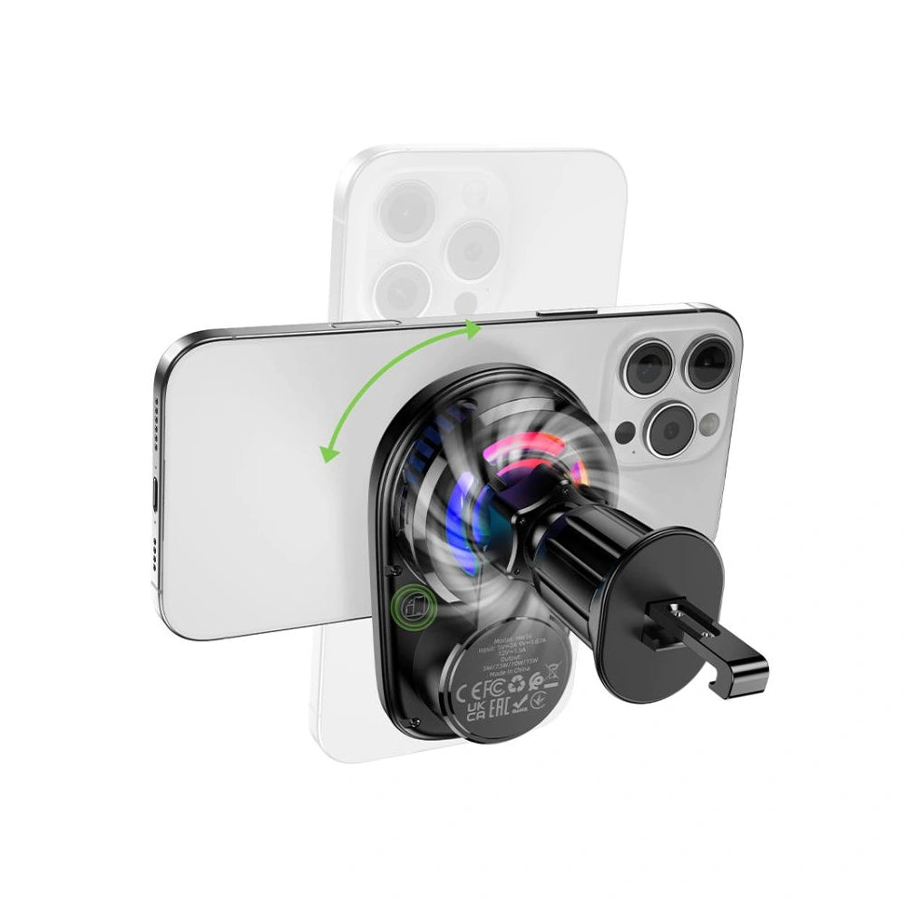 Βάση Στήριξης Μαγνητική και Cooler Hoco HW36 15W για Στήριξη σε Αεραγωγό για Συσκευές 4.5"-7" Μαύρη