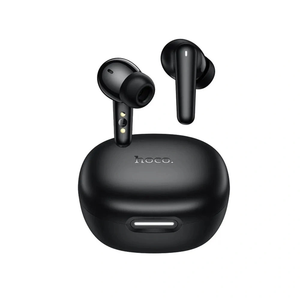 Wireless Hands Free Hoco EQ100 Intelligent TWS Dual Mic v5.4 500mAh 10 h Λειτουργίας και AI Μετάφραση σε 134 Γλώσσες με Βάση Κινητού Μαύρα