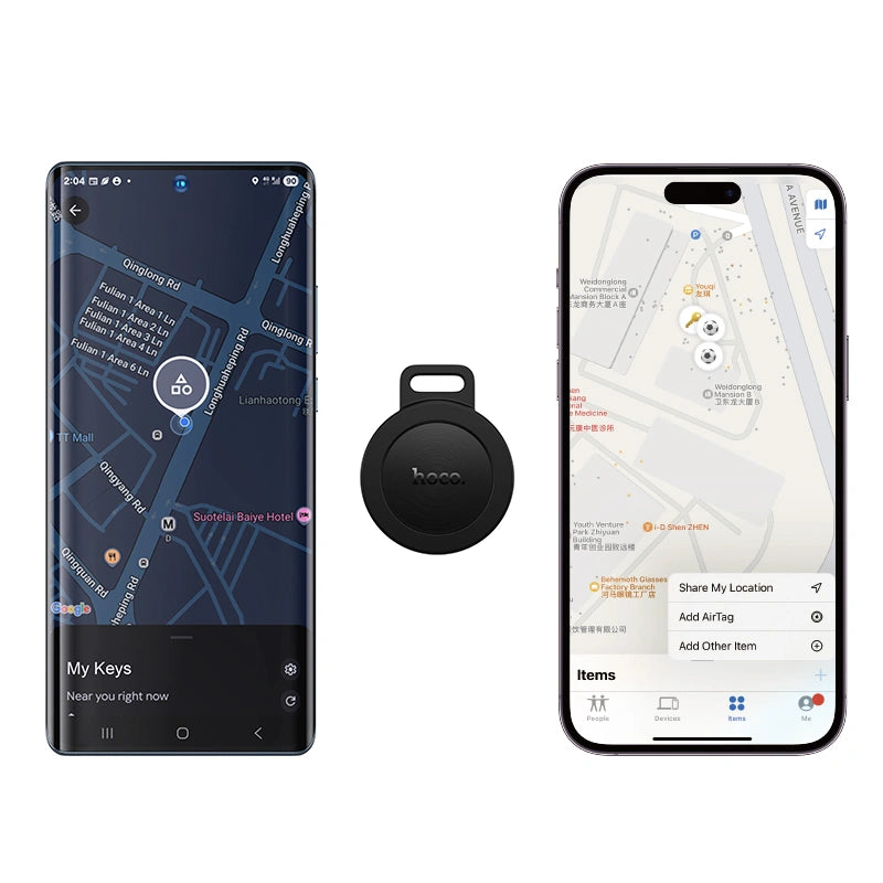 Συσκευή Εντοπισμού Hoco E101 για iOS και Android Συμβατό με Apple Find My Network και Google Find My Device Μαύρο