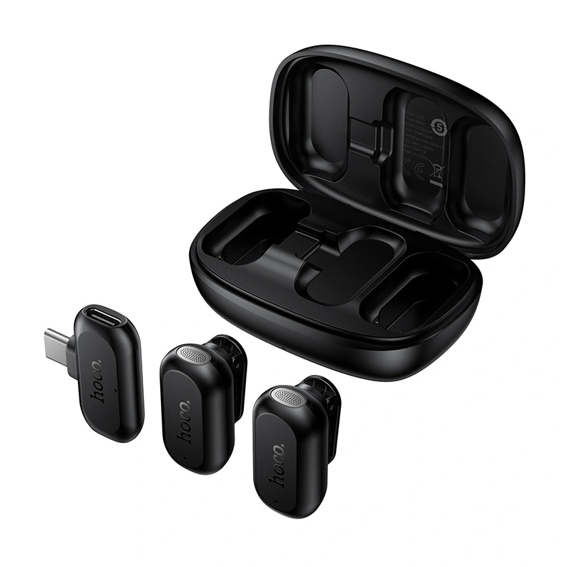 Σετ 2 Μικρόφωνα Πέτου Lavalier Ασύρματα Hoco L26 USB-C με AI Smart Μείωση Θορύβου 400mAh 6hrs Χρήσης Μαύρα