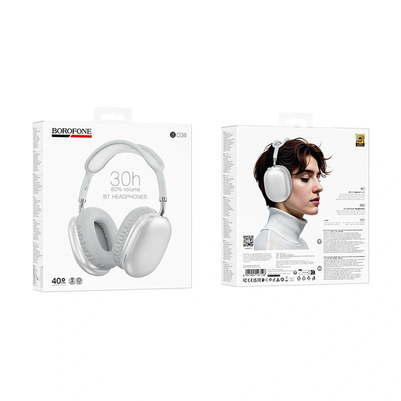 Wireless Hands Free Borofone BO36 Tone TWS v6 300mAh 30 Ώρες Ομιλίας USB-C Ασημί