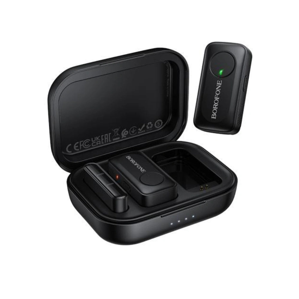 Σετ 2 Μικρόφωνα Πέτου Lavalier Borofone BFK17 ENC USB-C με Ακτίνα Λειτουργίας 15m Μαύρα