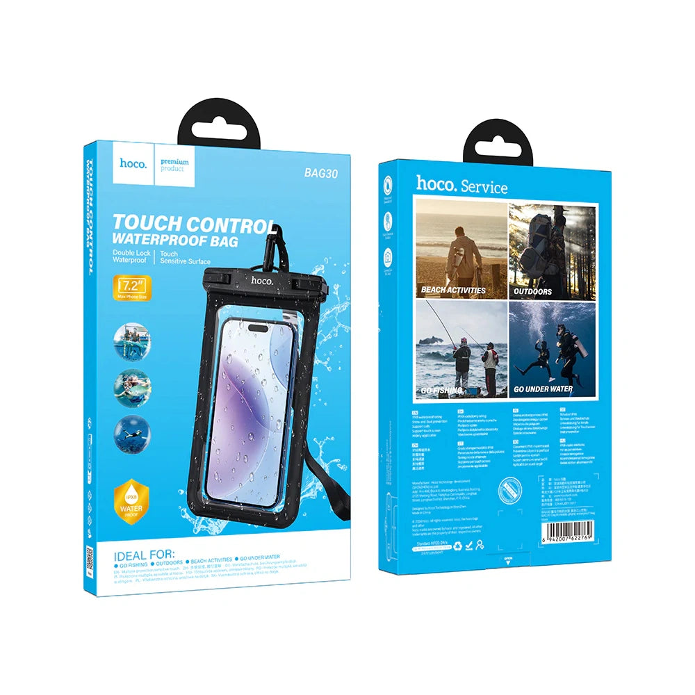 Θήκη Αδιάβροχη Double Lock Hoco. BAG30 IP68 για Συσκευές εως 7.2" Διαστάσεις 21.8cm x 11.5cm