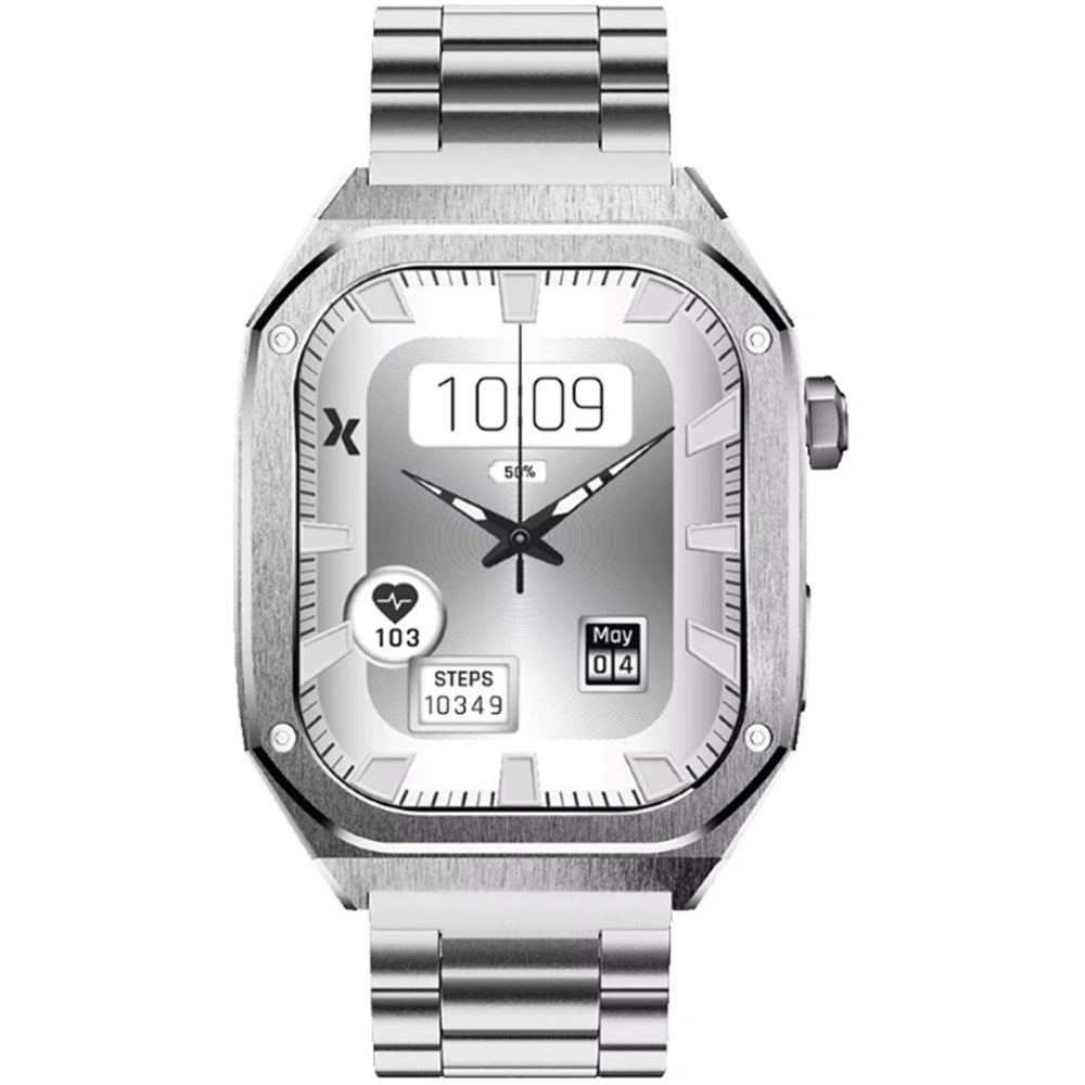 Smartwatch Maxcom FW65 Iron S 1.95” Amoled IP68 400mAh με Έξτρα Λουράκι Ασημί