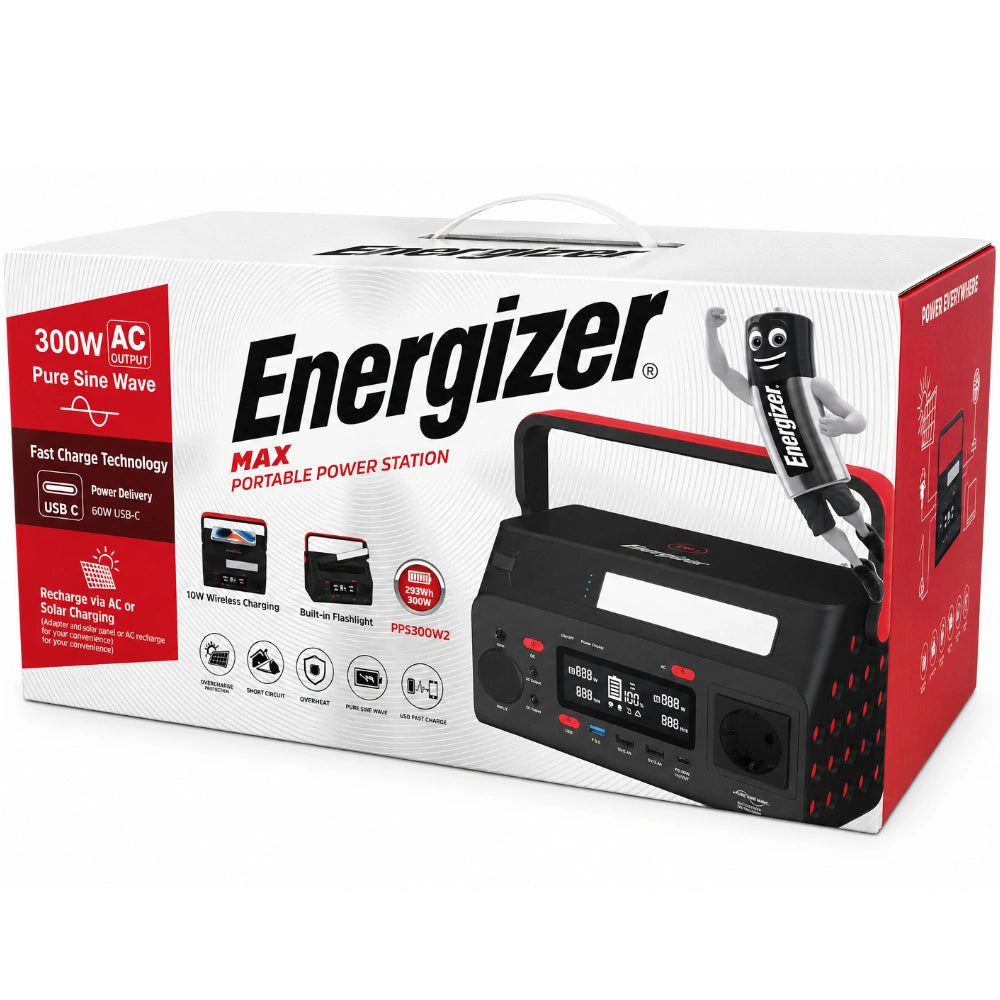 Powerstation Energizer PPS300W2 300W με 2xAC 2xDC Θύρες 1xUSB-C 3xUSB-A PD60W QC Wireless Charger 10W και Φακό Έκτακτης Ανάγκης 4W