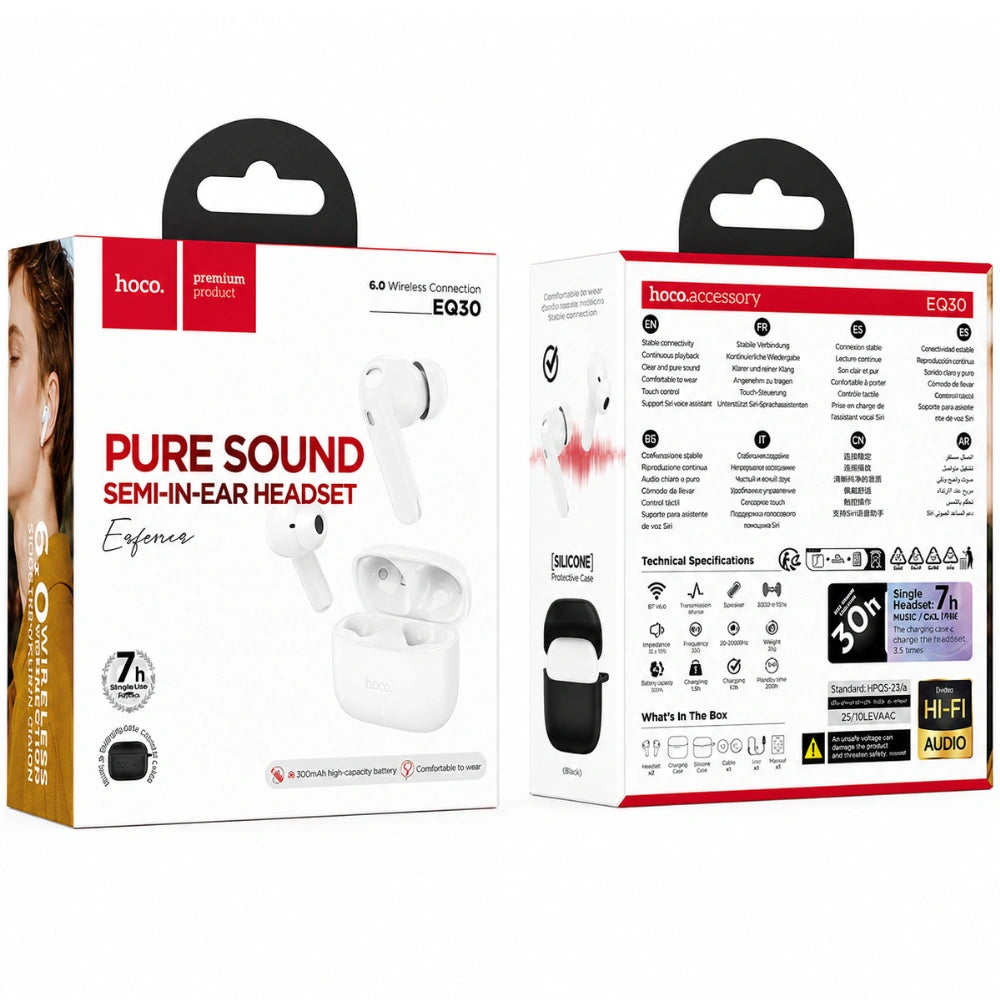 Wireless Hands Free Hoco EQ30 Eufonia TWS Hi-Fi v6.0 300mAh 7h Ομιλίας Λευκά