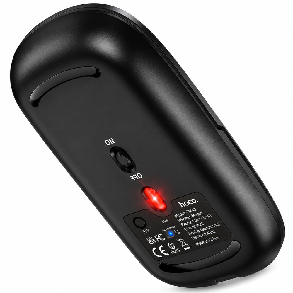 Ασύρματο Επαναφορτιζόμενο Ποντίκι Hoco GM43 Adelanto 450mAh Dual Mode 2.4GHz και BT με 3 Πλήκτρα 1600 DPI Γκρι