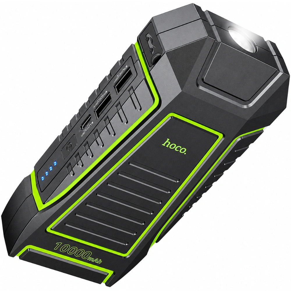Εκκινητής Μπαταρίας Αυτοκινήτου Hoco QS1 600A και Power Bank 10000mAh 5V/2.4A 2xUSB-A 1xUSB-C με SOS Mode και Φακό Μαύρος