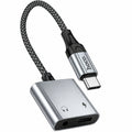 Αντάπτορας Hoco UPA34 USB-C σε USB-C και 3.5mm Braided Γκρί