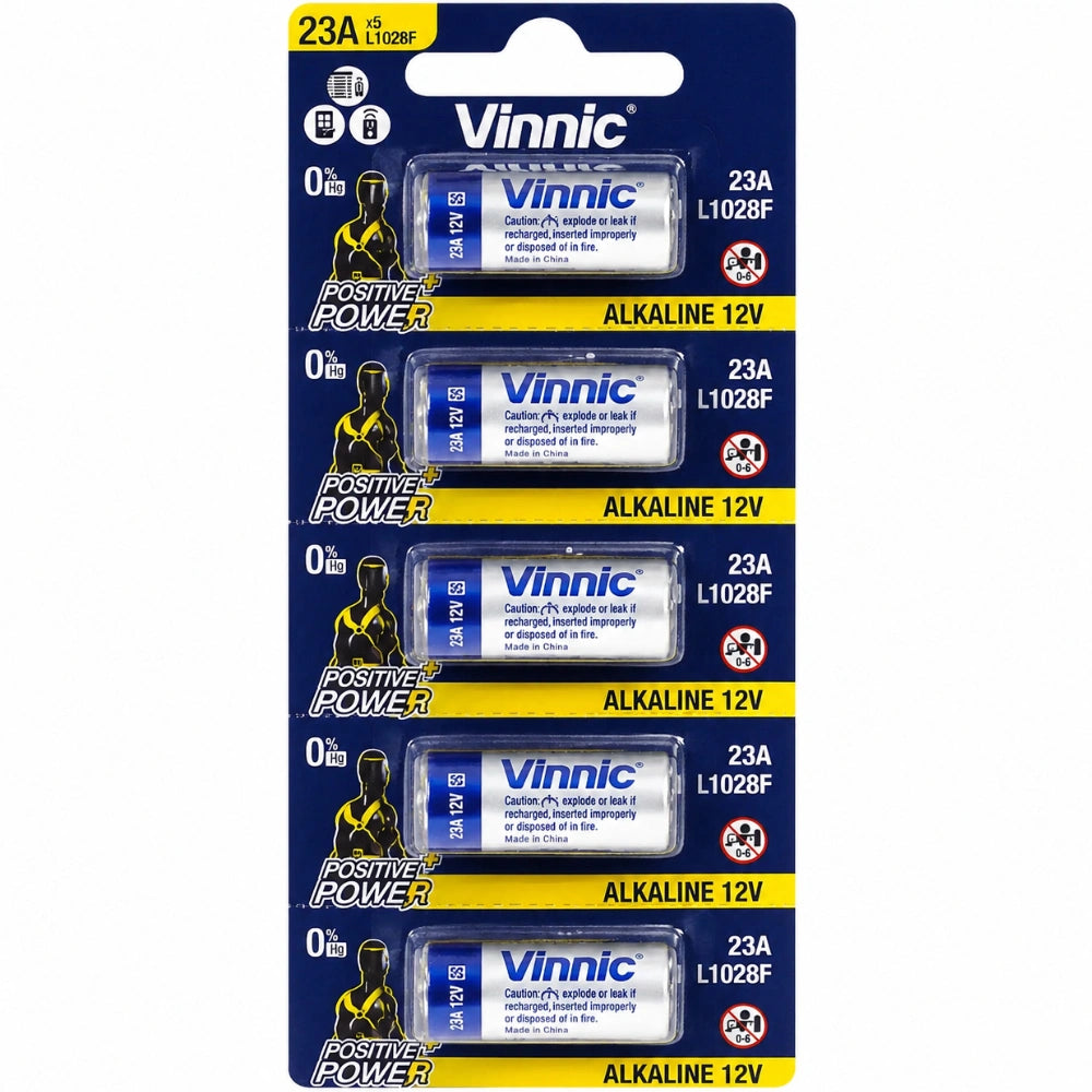 Μπαταρία Αλκαλική Vinnic L1028F size A23/23A/23GA/A23/E23A/GP23A/K23A/L1028/LR23A/LRV08/LRVO8/MN21/MS21/V23/V23GA/VR22 12V Τεμ. 5, 52803