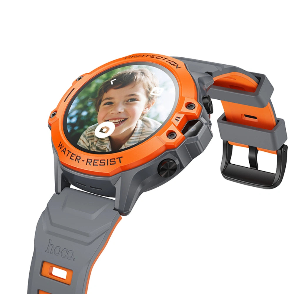 Kids Smartwatch Hoco Y107 4G 700mAh 1.28” LCD GPS Κάμερα με Δυνατότητα Κλήσεων και Μηνυμάτων IP54 Πορτοκαλί