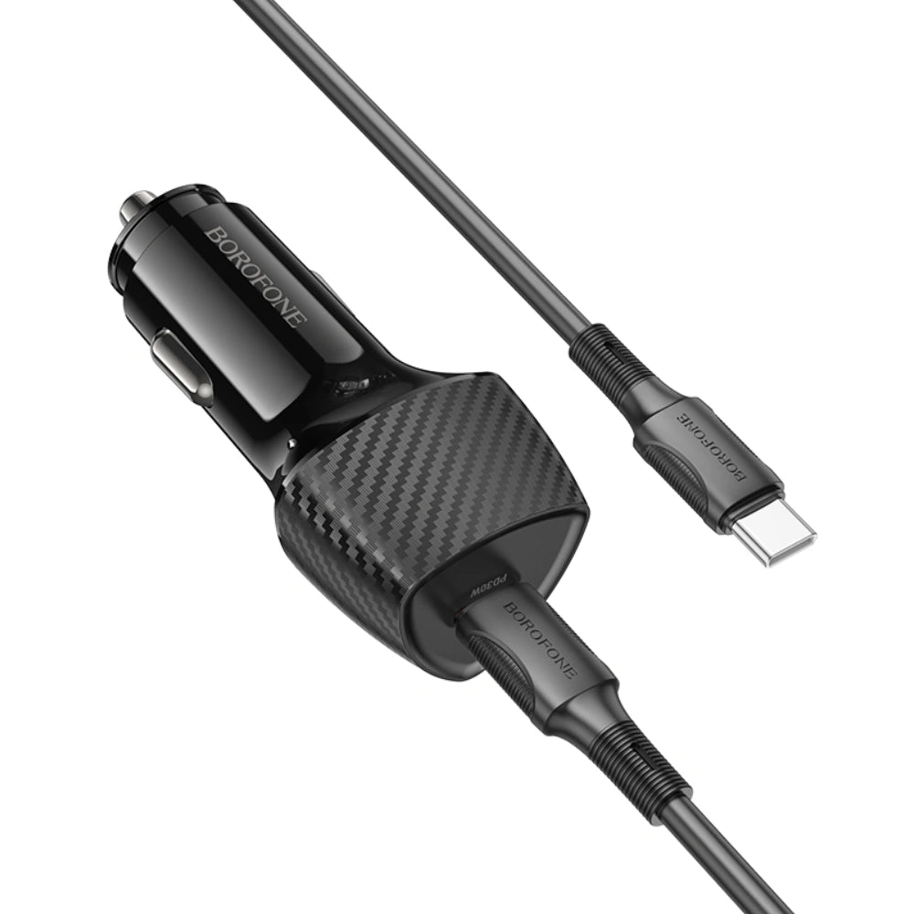 Φορτιστής Αυτοκινήτου Borofone BZ31B Solid USB-C PD30W με Καλώδιο USB-C σε USB-C 1m Μαύρος