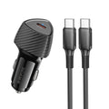 Φορτιστής Αυτοκινήτου Borofone BZ31B Solid USB-C PD30W με Καλώδιο USB-C σε USB-C 1m Μαύρος