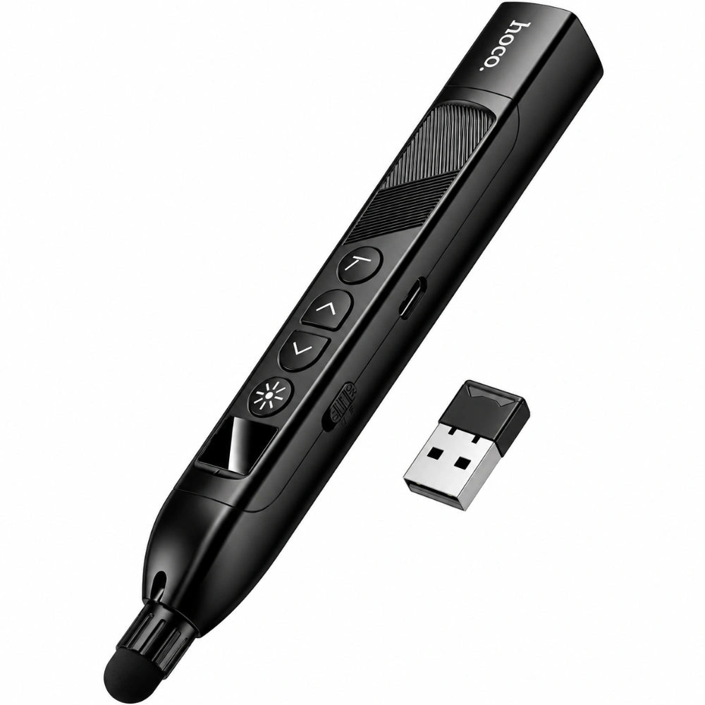 Hoco GM205 Smart Active Pen 2.4GHz 180mAh USB-A USB-C Ιδανικό για Έλεγχο Παρουσιάσεων με Laser και Τηλεσκοπικό Pointer έως 38.5cm Μαύρο