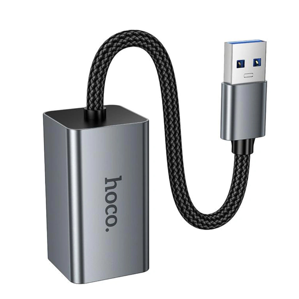 Αντάπτορας  Hoco UA48 USB-A σε RJ45 OTG 10/100Mbps 15cm Γκρι