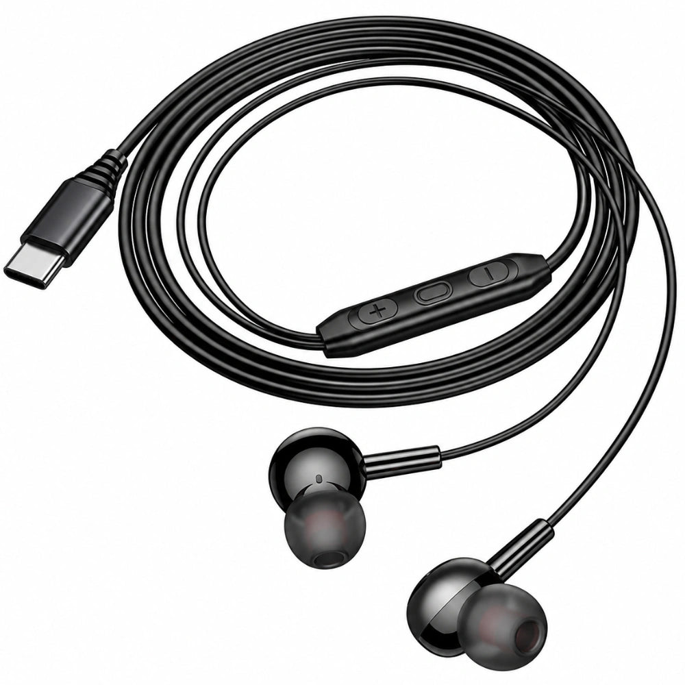 Hands Free Hoco M120 Gratified USB-C Universal Earphones Hi-Fi Stereo RGB Μαύρα 1.2m