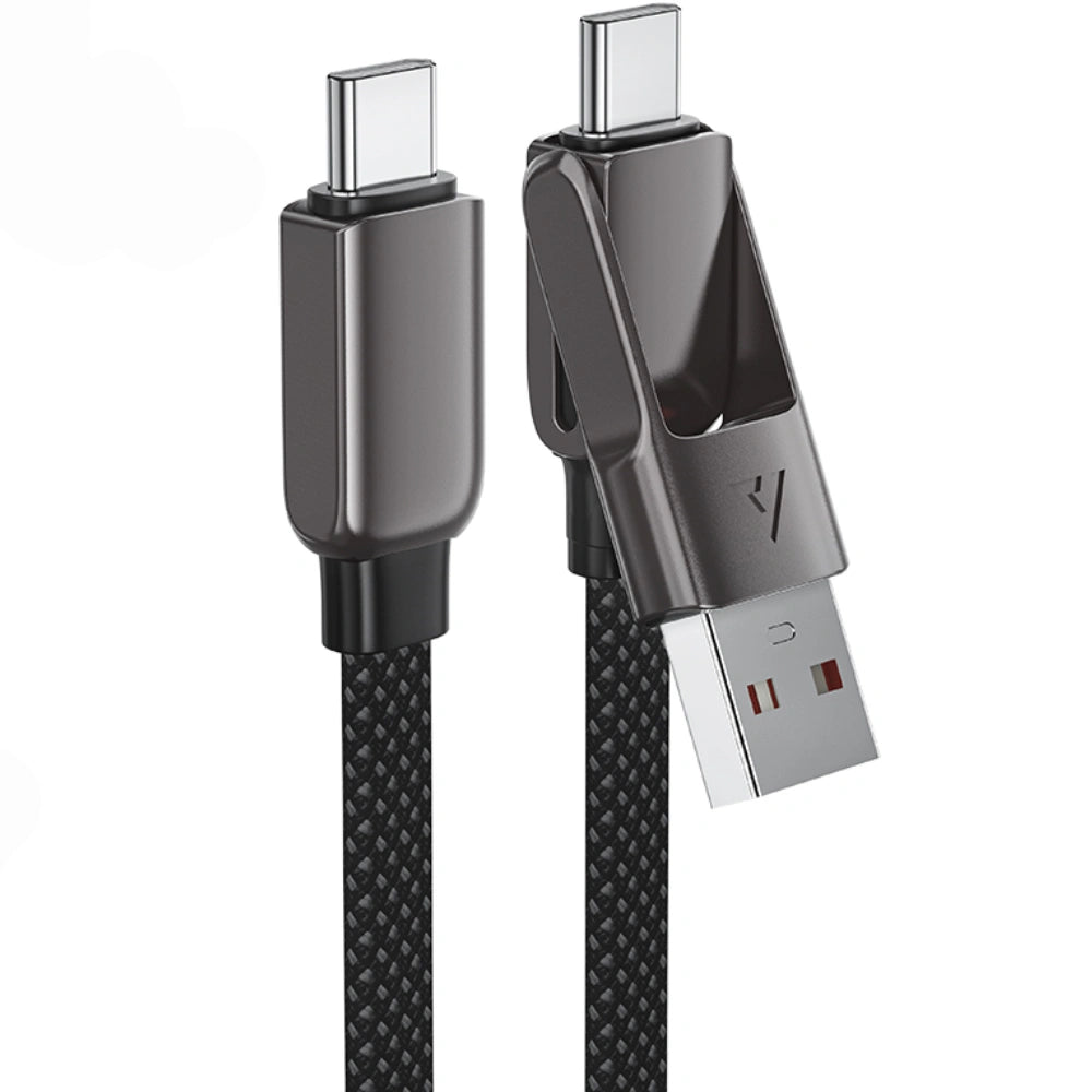 Καλώδιο Acefast C13-04 USB-C σε USB-C / USB-A 3A 60W Braided Μαύρο 1.2m