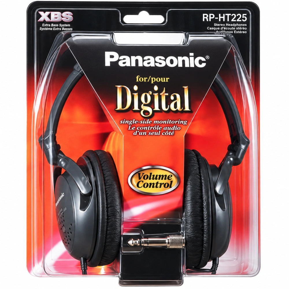 Ακουστικά Stereo Panasonic RP-HT225 3.5mm Lightweight με Αντάπτορα 6.3mm και Καλώδιο 5m Ιδανικά για TV DVD Hi-Fi Μαύρα