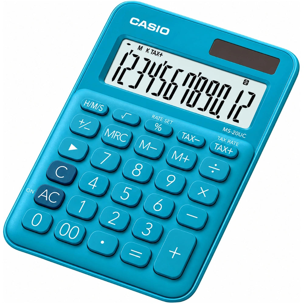 Αριθμομηχανή Dual 12 Ψηφίων LCD Display Casio MS-20UC-BU Μπλε