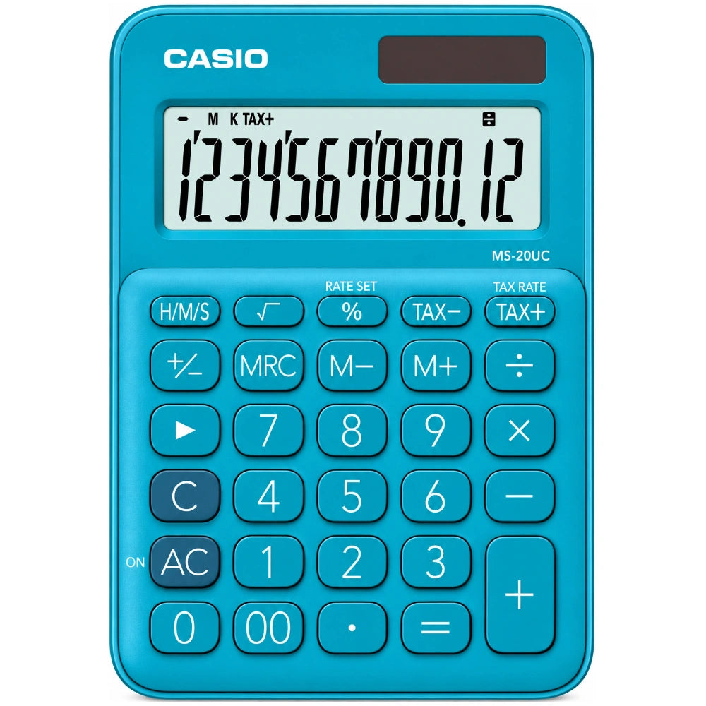 Αριθμομηχανή Dual 12 Ψηφίων LCD Display Casio MS-20UC-BU Μπλε