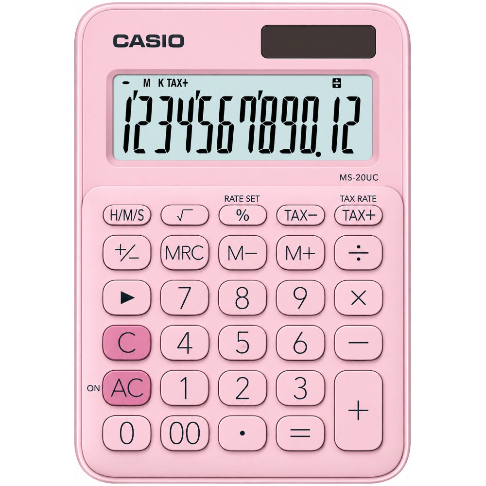 Αριθμομηχανή Dual 12 Ψηφίων LCD Display Casio MS-20UC-PK Ροζ