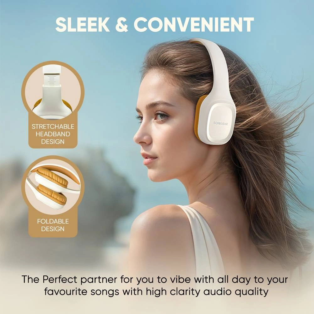 SONICGEAR BT5.4 OVER-EAR HEADPHONES AIRPHONE 5 CREME CARAMEL