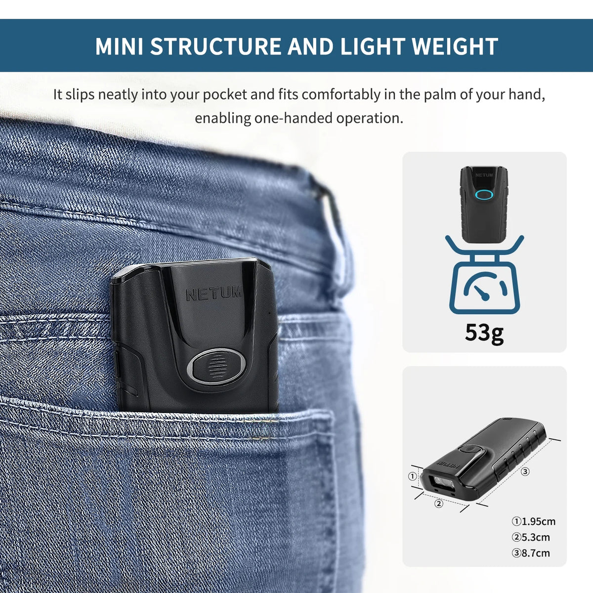 NETUM BLUETOOTH PORTABLE 2D SCANNER FOR SMARTPHONE/TABLET