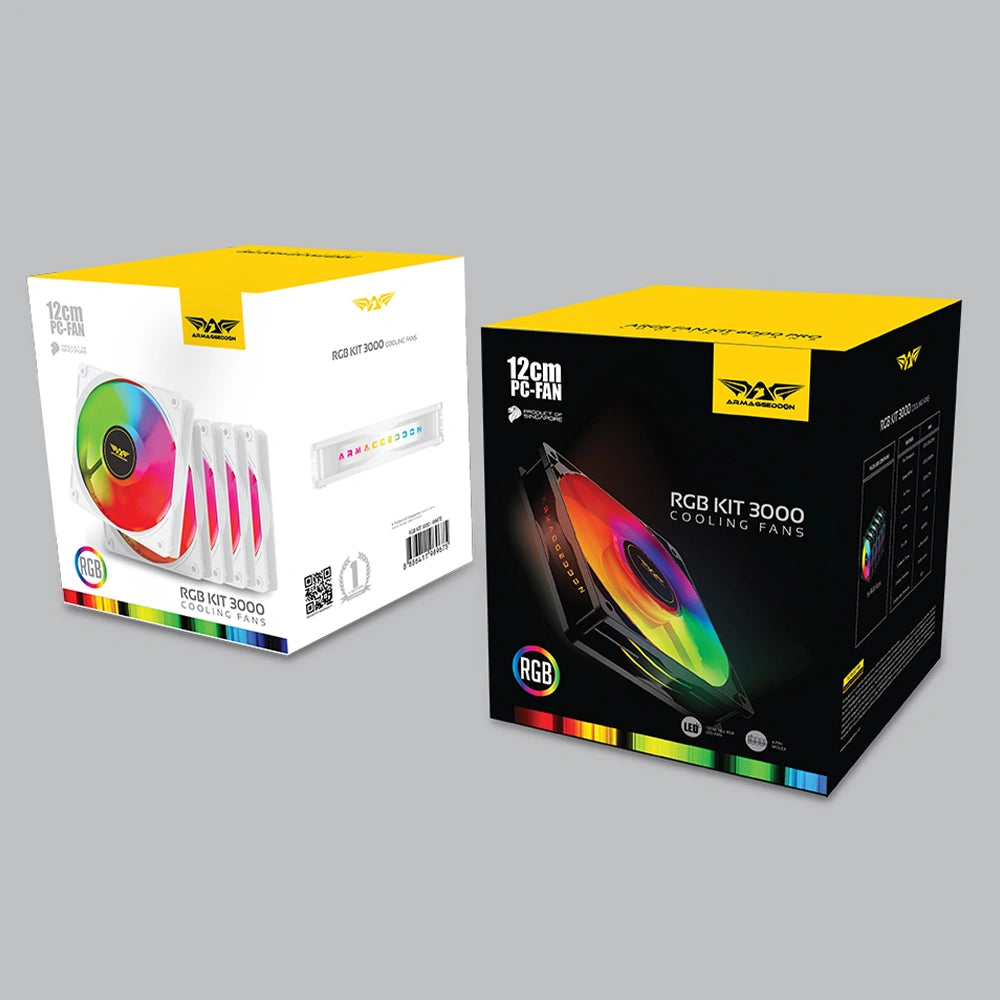 ARMAGGEDDON PC COOLING FAN 12CM CHROMA RGB KIT 3000 (5 PACK) WHITE