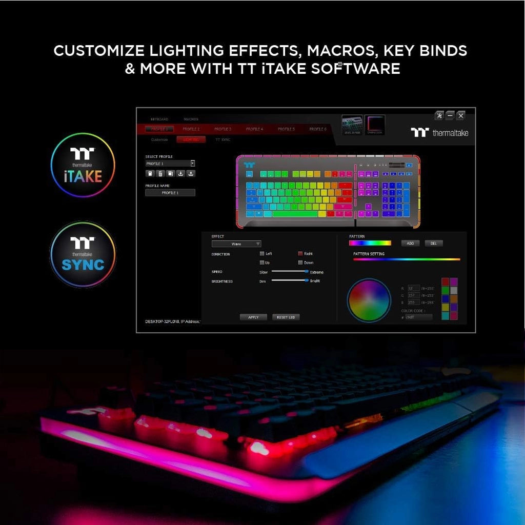 Thermaltake Μηχανικό Πληκτρολόγιο RGB+