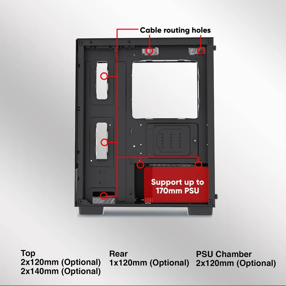 ARMAGGEDDON GAMING PC CASE WITH 4 ARGB FANS TRITRON PRO 100 BLACK
