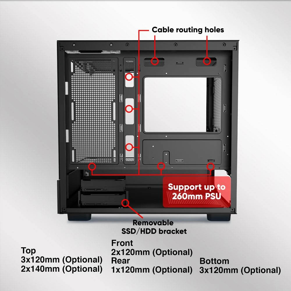 ARMAGGEDDON RGB M-ATX DUAL CHAMBER GAMING CASE AQUARON DUPLEX PRO WHITE