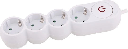 Spot Light 7011 Πολύπριζο 4 Θέσεων με Διακόπτη και Καλώδιο 1.4m Λευκό