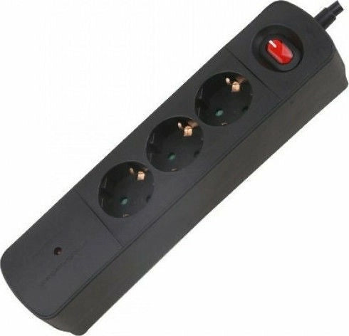 Spot Light 7017 Πολύπριζο 3 Θέσεων με Διακόπτη και Καλώδιο 1.4m Μαύρο