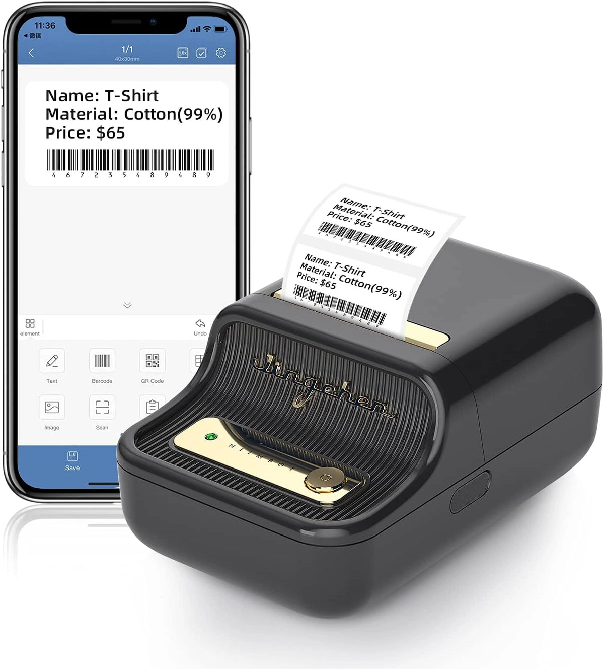 NIIMBOT THERMAL LABEL PRINTER B21S 2-INCH BLACK