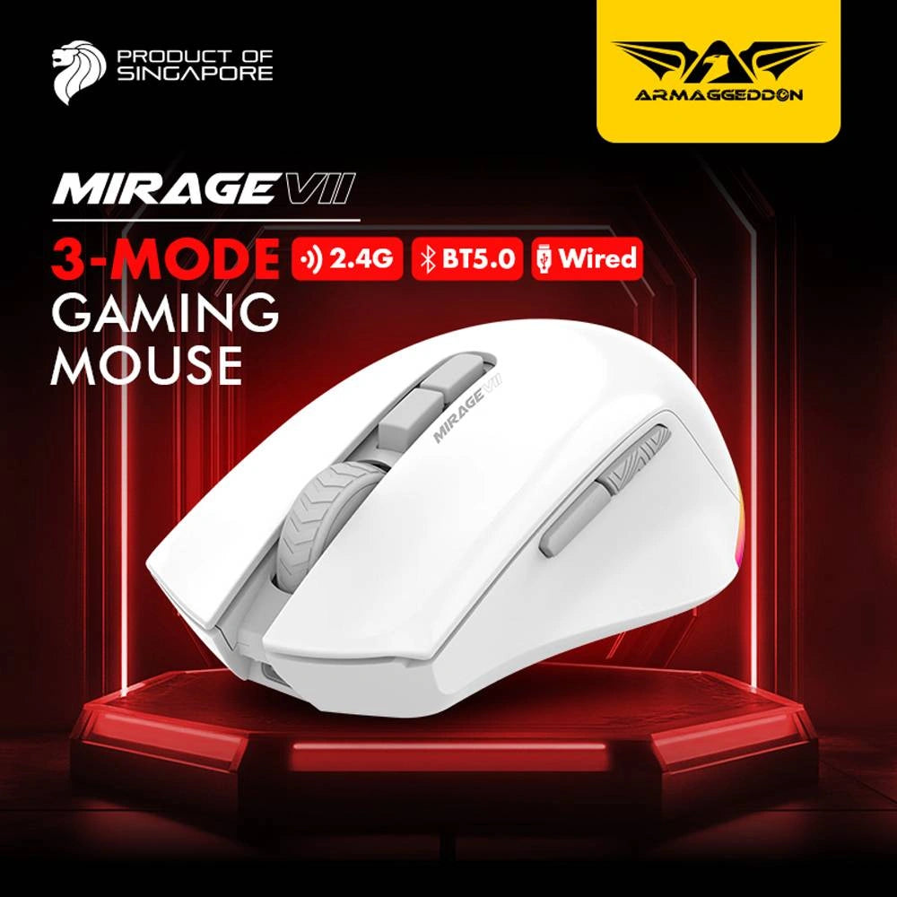ARMAGGEDDON TRI-MODE GAMING MOUSE 10000CPI MIRAGE VII WHITE