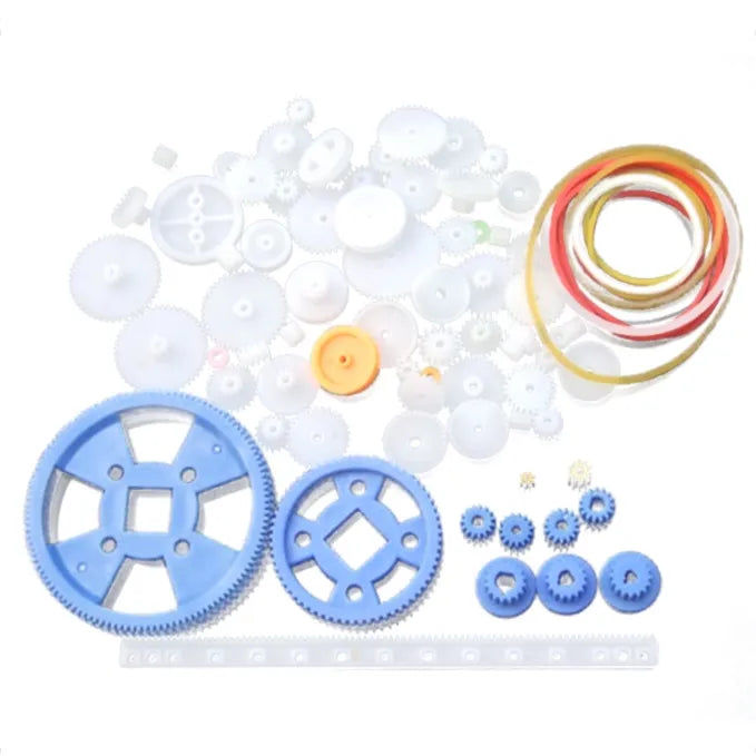 80 Pcs Plastic RC Parts Lot, Plastic Gears, Pulley, Belt, Rack Gear Kit Gearbox Motor Gear Set