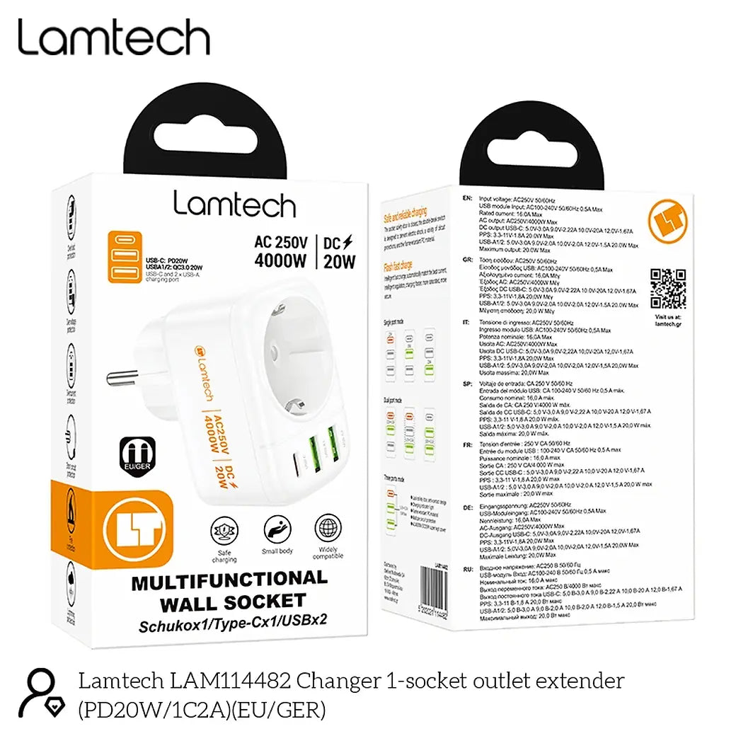 LAMTECH FAST CHARGER TYPE-C PD25W WHITE