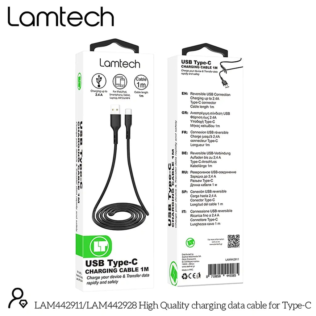 LAMTECH DATACABLE TYPE C 1m BLACK