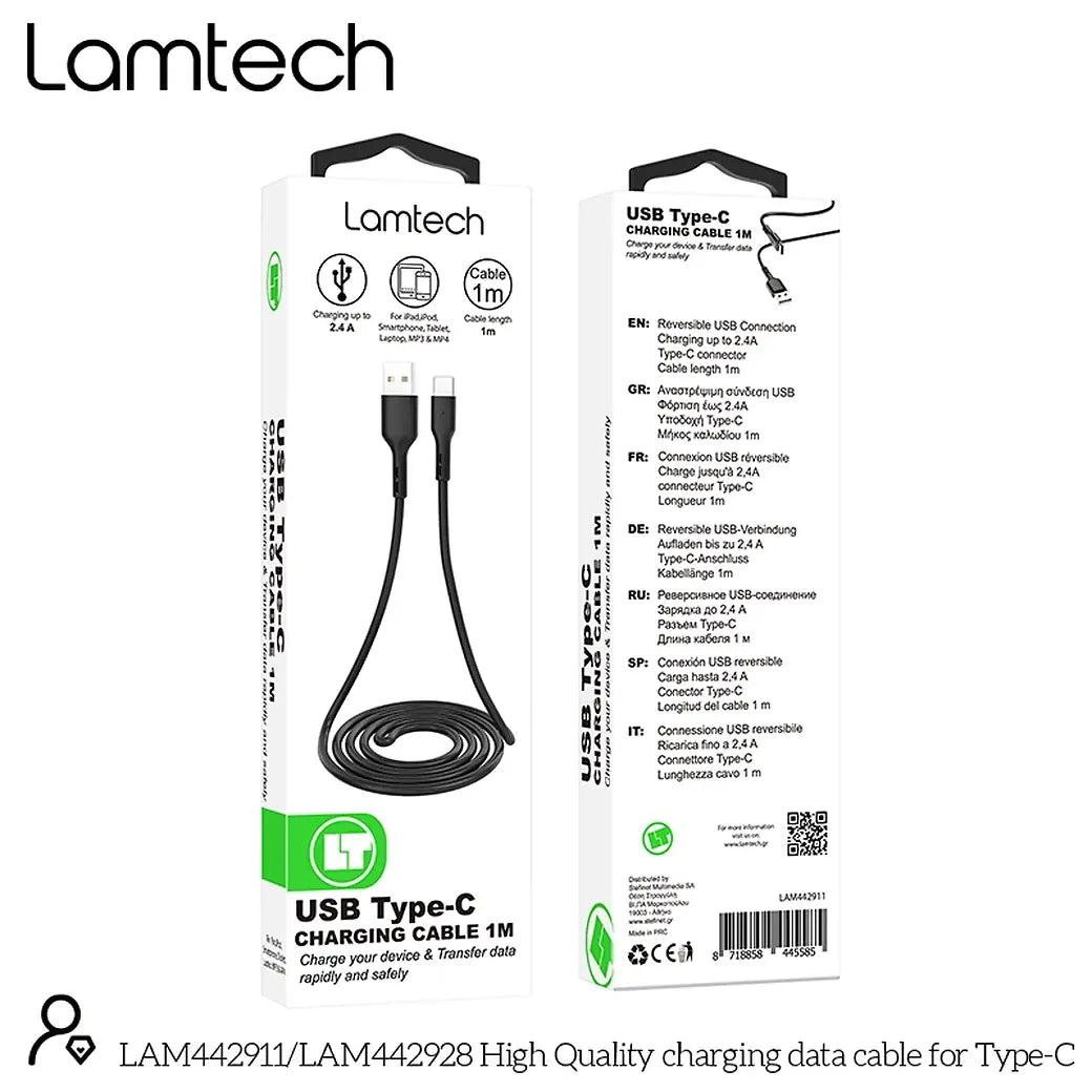 LAMTECH DATACABLE TYPE C 1m BLACK