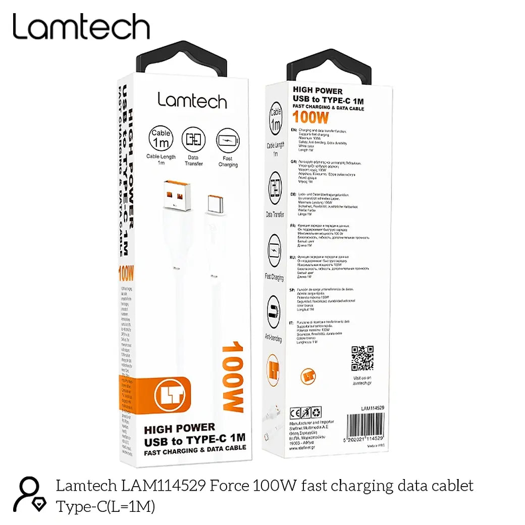 LAMTECH TYPE-C MOBILE EARPHONES WITH MICROPHONE WHITE