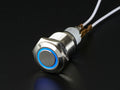 Adafruit Weatherproof Metal On/Off Switch with Blue LED Ring - 16mm Blue On/Off